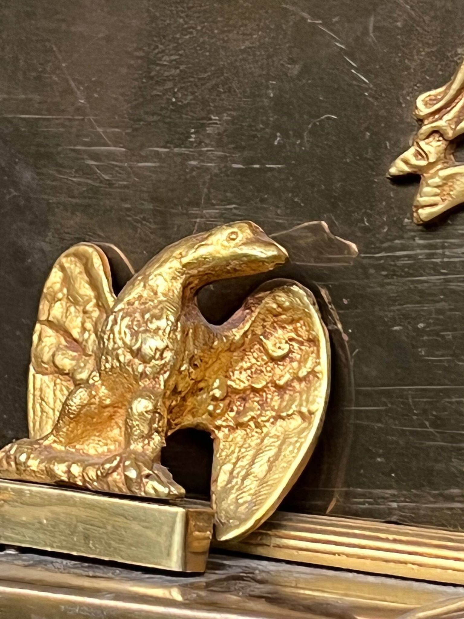 Empire-style fireplace decoration.