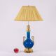 Lamp with handles in blue porcelain and gilded bronze. Circa 1880.