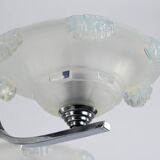 Lustre art déco en chrome et verre opalescent