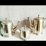Coffee pot, teapot, sugar bowl and art deco milk pot