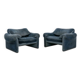 Maralunga Easy Chairs by Vico Magistretti for Cassina, 1980s, Set of 2
