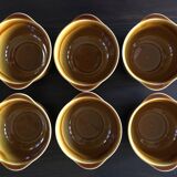 Set of 6 bowls and 6 matching plates in vintage brown