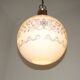 French Mid-Century Globe Pendant, Blue Pattern Shade, Vintage Hanging Light