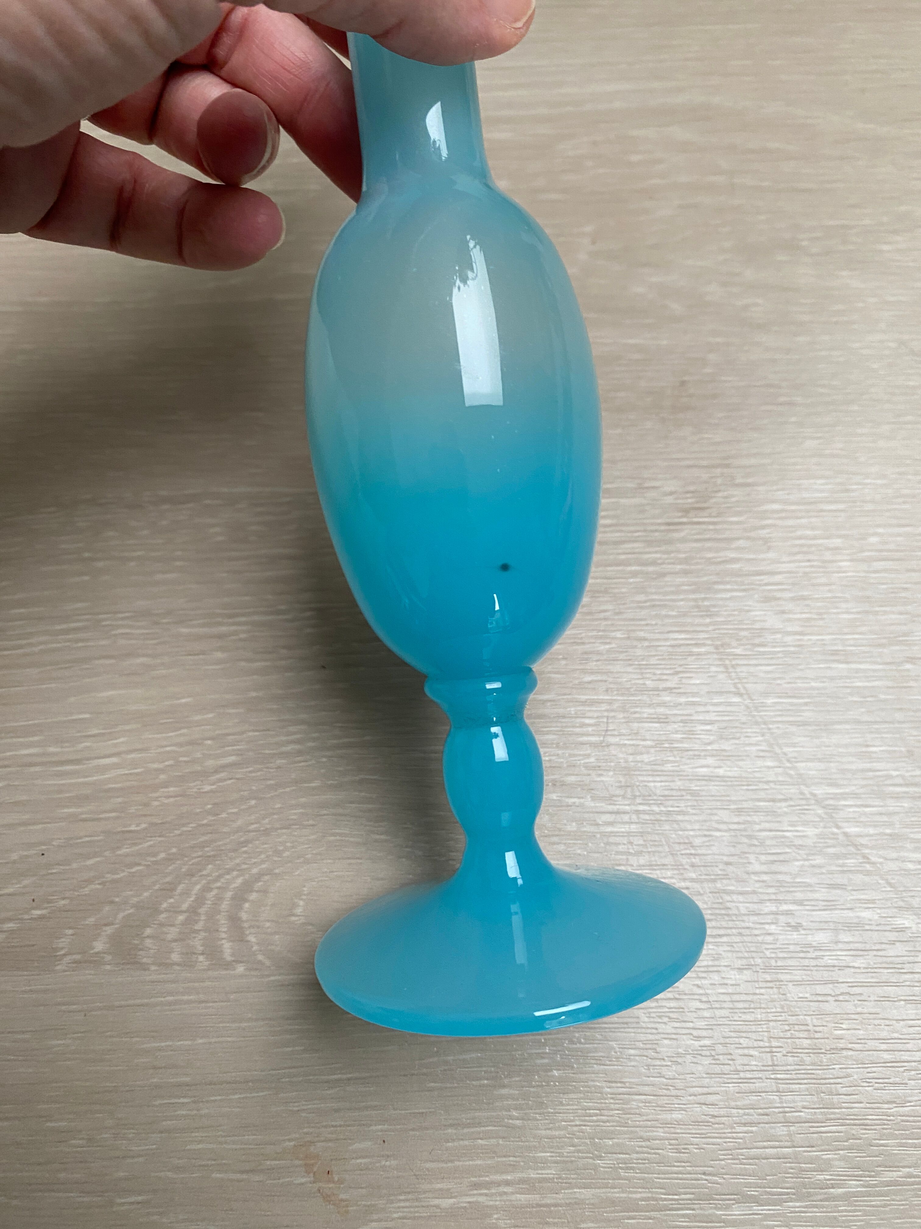 Blue opaline glass soliflore vase