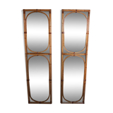 Pair of large vintage rattan mirrors from the 70s