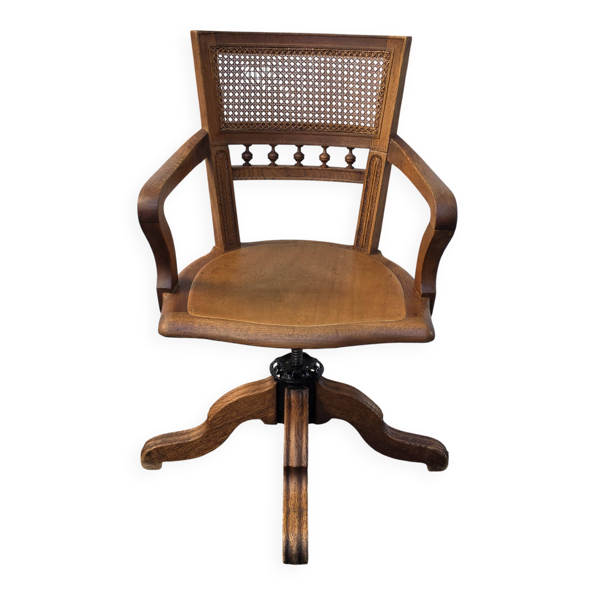 Victorian oak swivel armchair