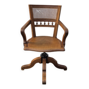 Victorian oak swivel armchair