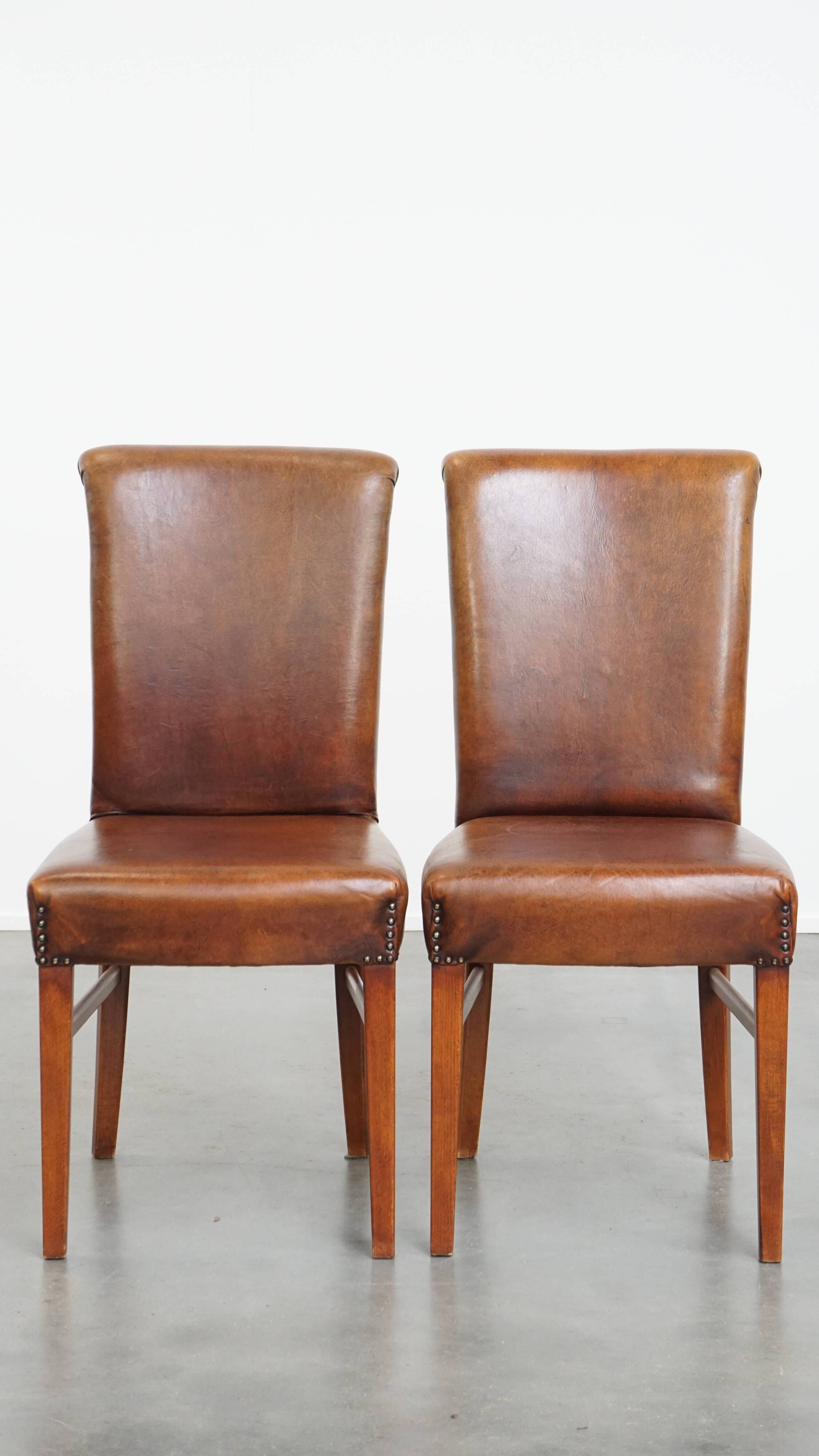 Set of 6 Dining Chairs in Sheepskin Leather