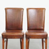 Set of 6 Dining Chairs in Sheepskin Leather
