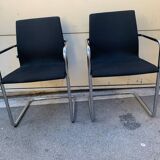 Pair of Inclass chrome base armchairs