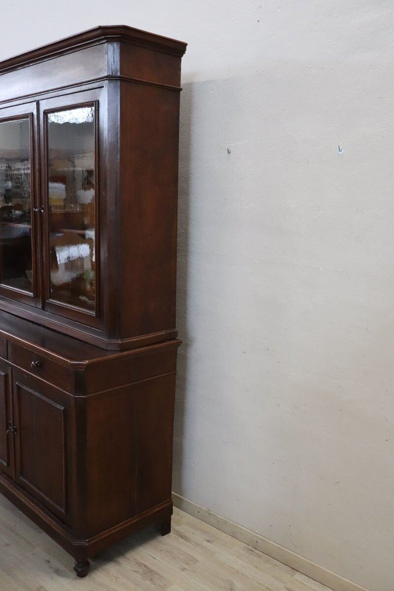 Antique Sideboard In Walnut Veneer, Italy 19th Century
