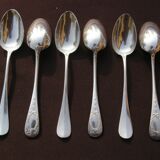 6 silver metal spoons Baguette Medallion