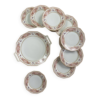 Antique Limoges porcelain dessert service, Lanternier & Cie, 10 plates