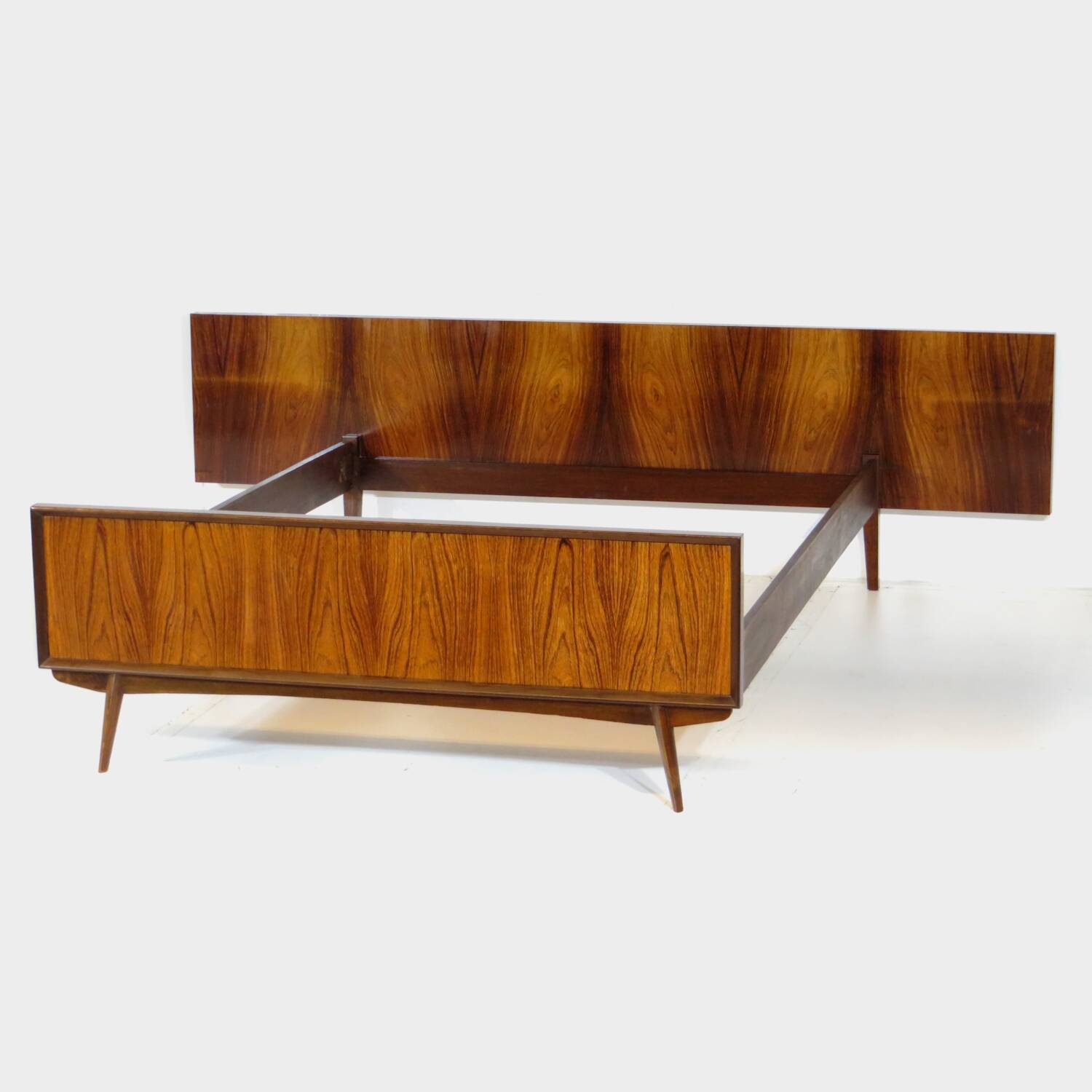Vintage mid century modern double bed in rosewood, 1960s