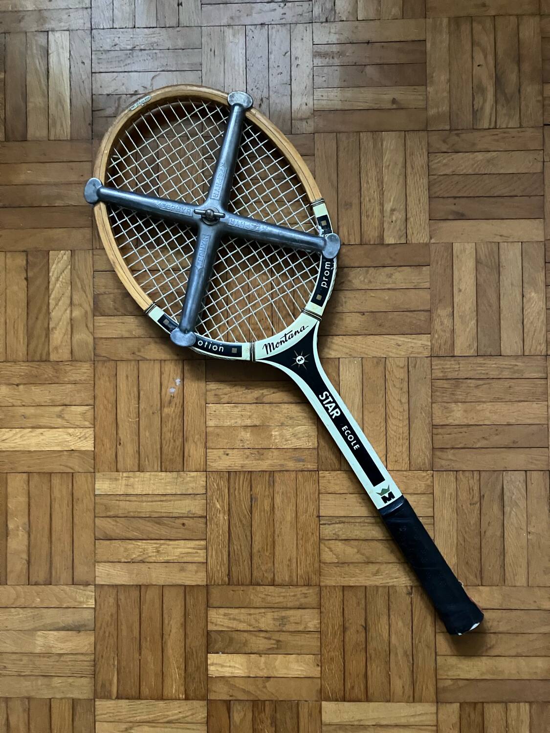 Vintage wooden tennis racket Montana Promotion