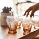 Lots de 7 verres roses vintage