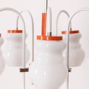 Vintage 70's chandelier in orange metal and glass italian design