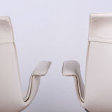 Pair of danish armchairs in leather and steel, model fk 6725 or "tulip chair" by Preben Fabricius