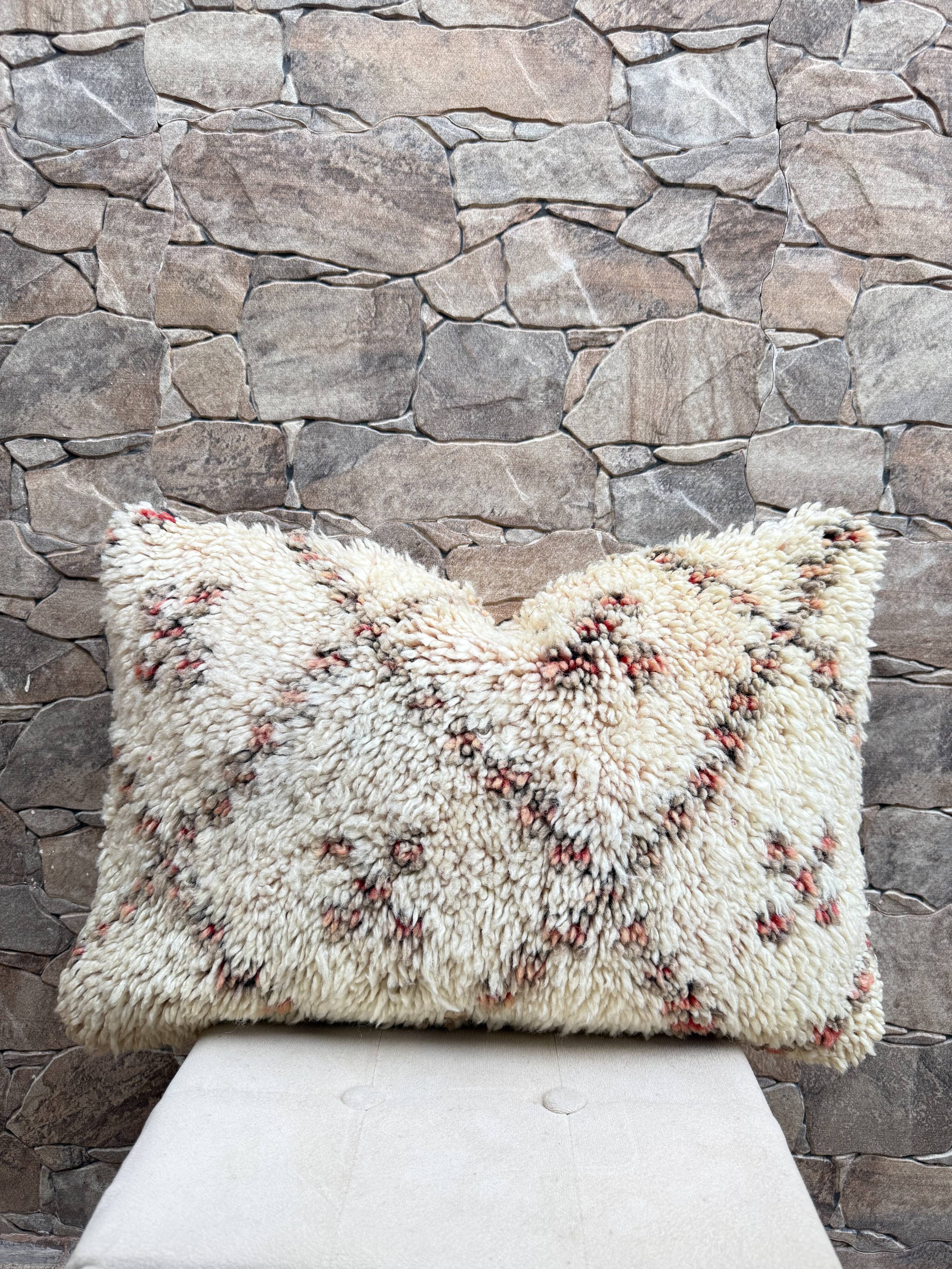 Vintage Berber wool cushion cover: Moroccan rug cushion,