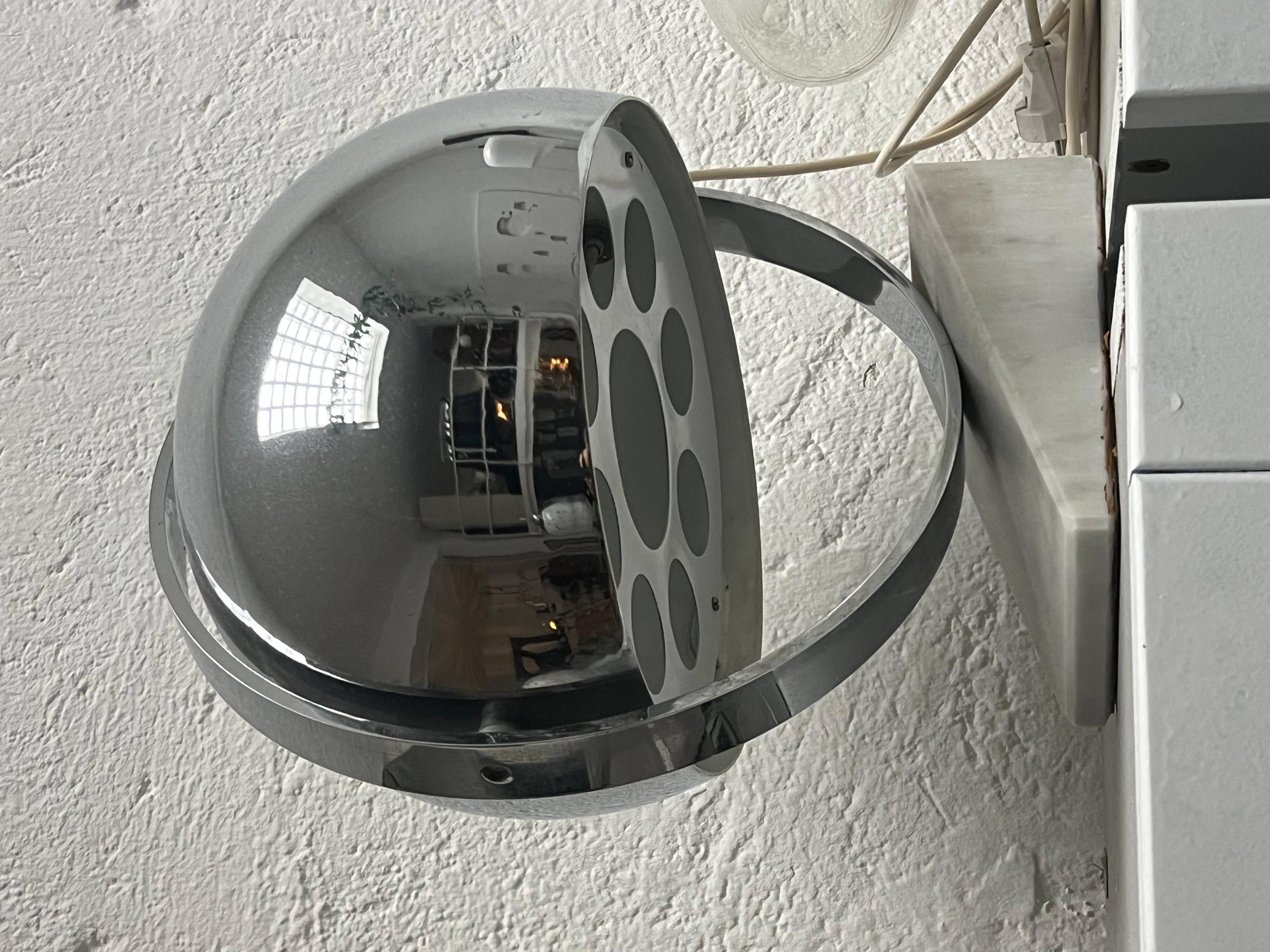 Vintage Space Age table lamp with marble base and revolving chromed metal shade