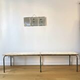 weathered school bench