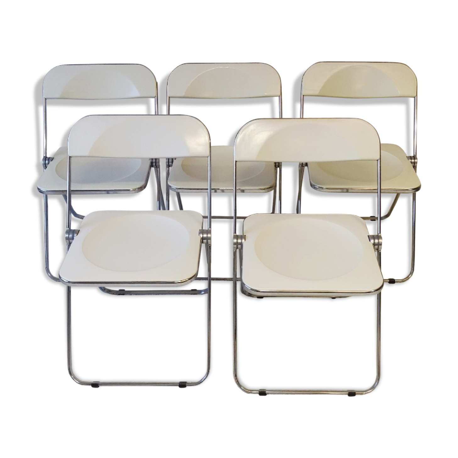 Ensemble de 5 chaises Plia par Giancarlo Piretti pour Castelli