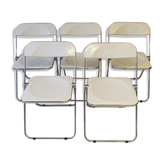 Set of 5 Plia chairs by Giancarlo Piretti for Castelli