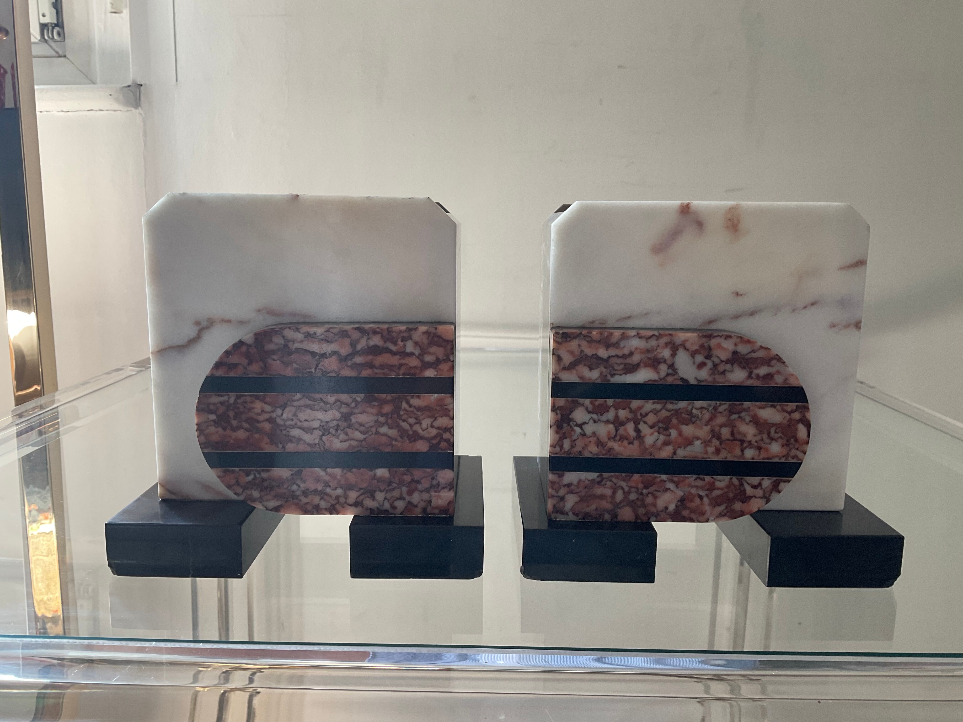 Pair of Art Deco marble bookends