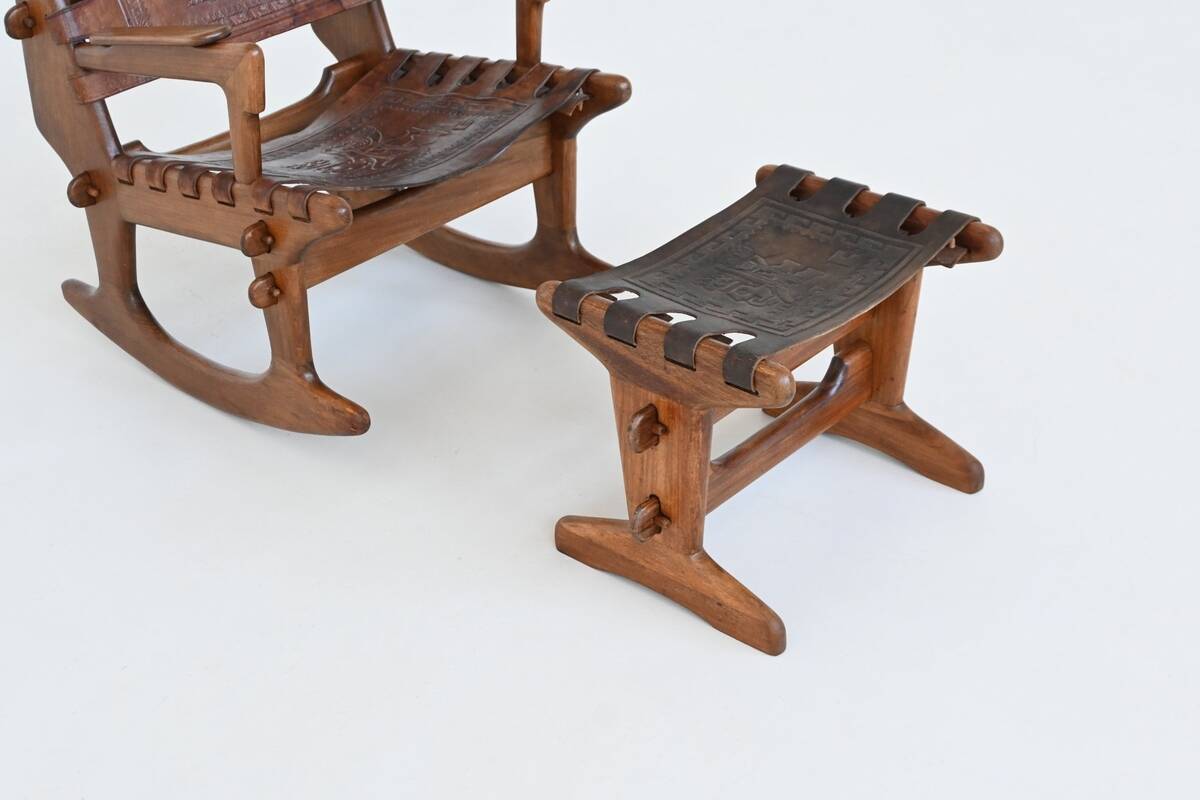 Angel Pazmino rocking chair and hocker Muebles de Estilo Ecuador 1960