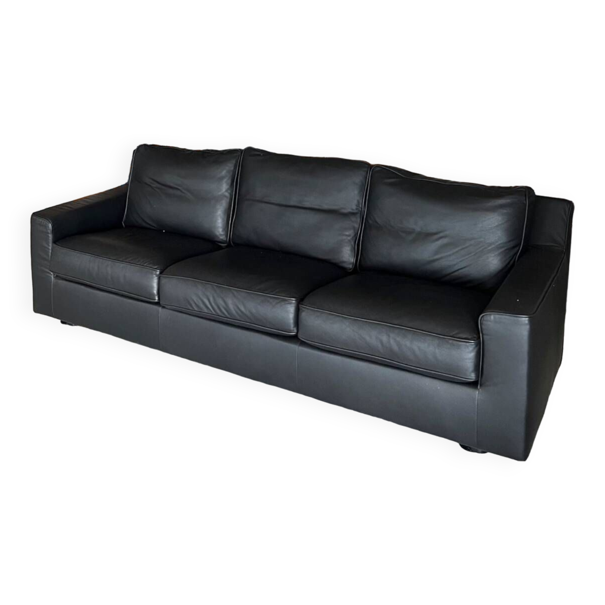 High-end black leather sofa Ligne Roset