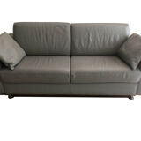 Sofa bed in grey leather from Steiner