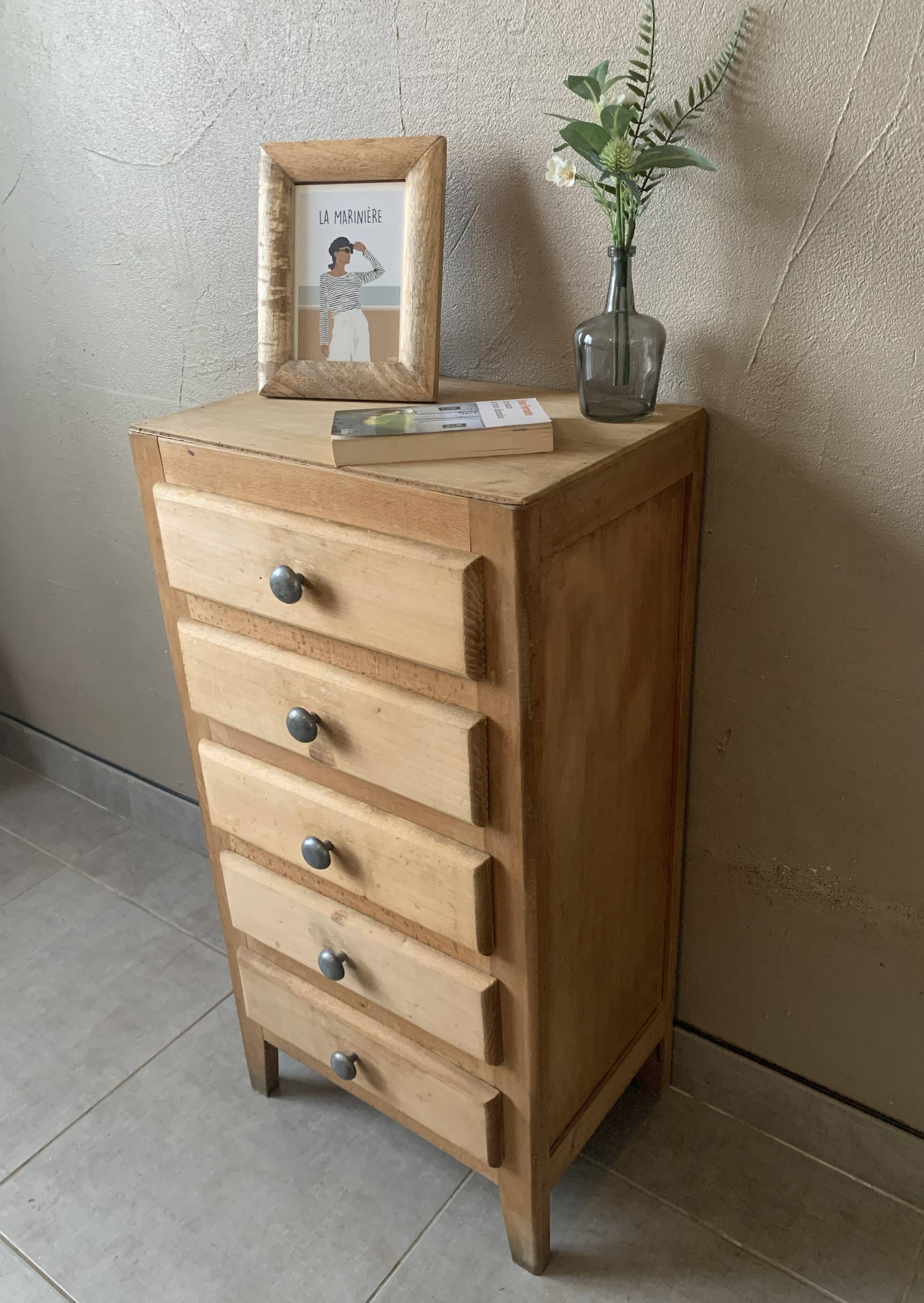 Vintage 5-drawer chest of drawers from 1950 in wood