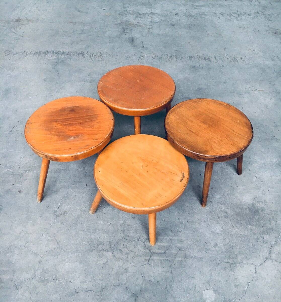 Mid-Century Low Side Table Set, Belgium, 1950s, Set of 4