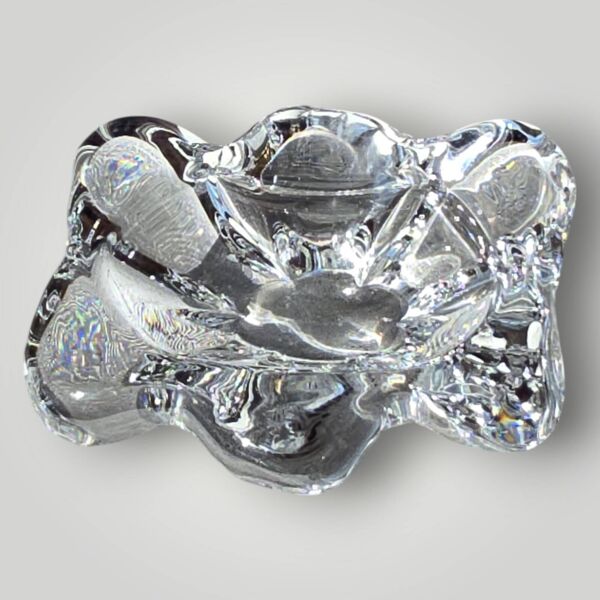 Paire de salières en cristal et cuillère en verre signées Daum Cristal