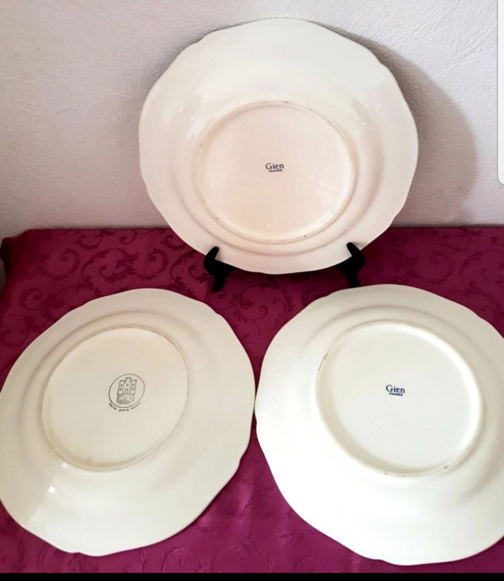 Ansemble de7 anciennes assiettes ,  Gien