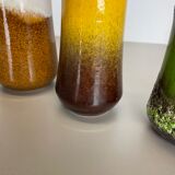 Set of Four 1970s Pottery Fat Lava "multicolor" Vases Made by Scheurich, Germany