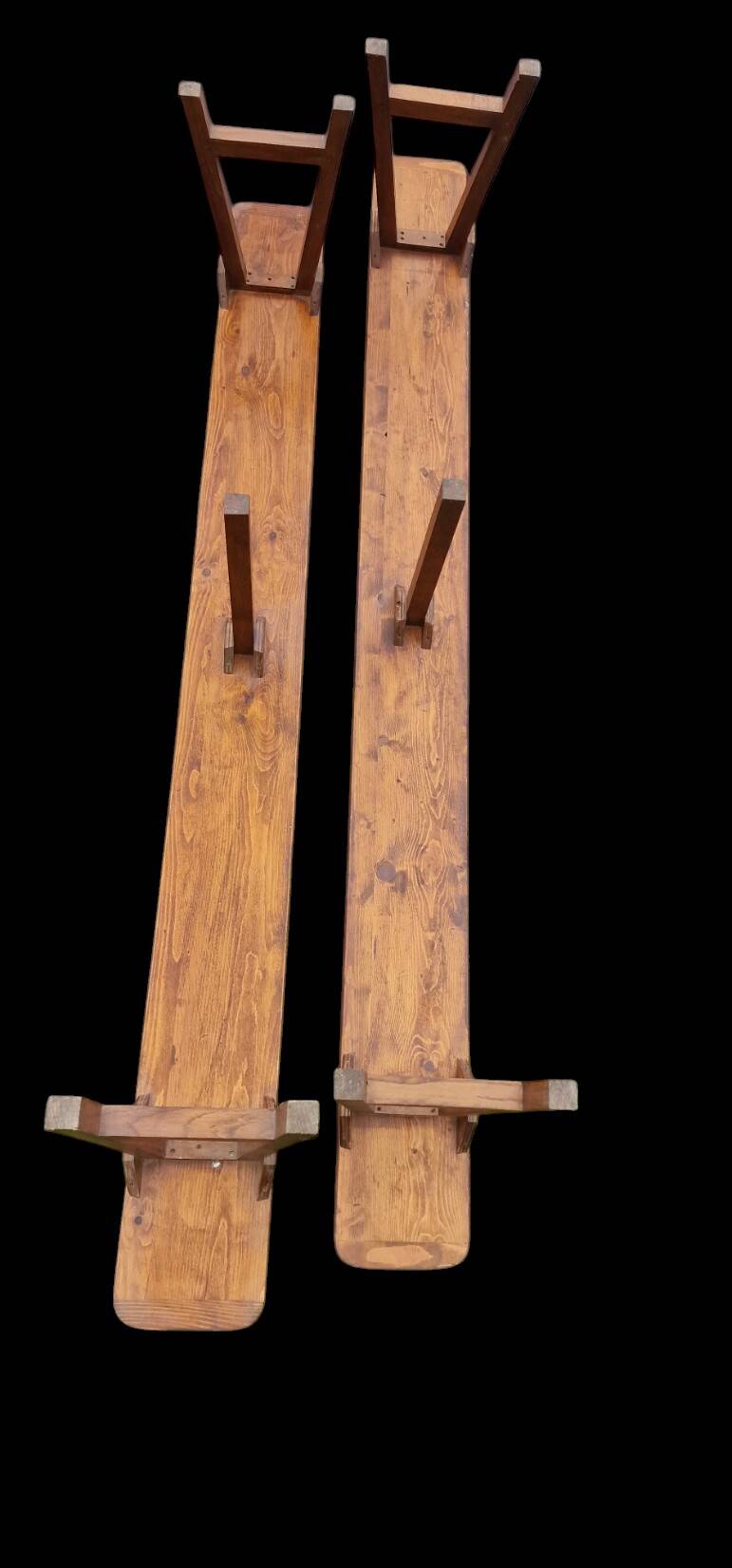 Two solid wood benches