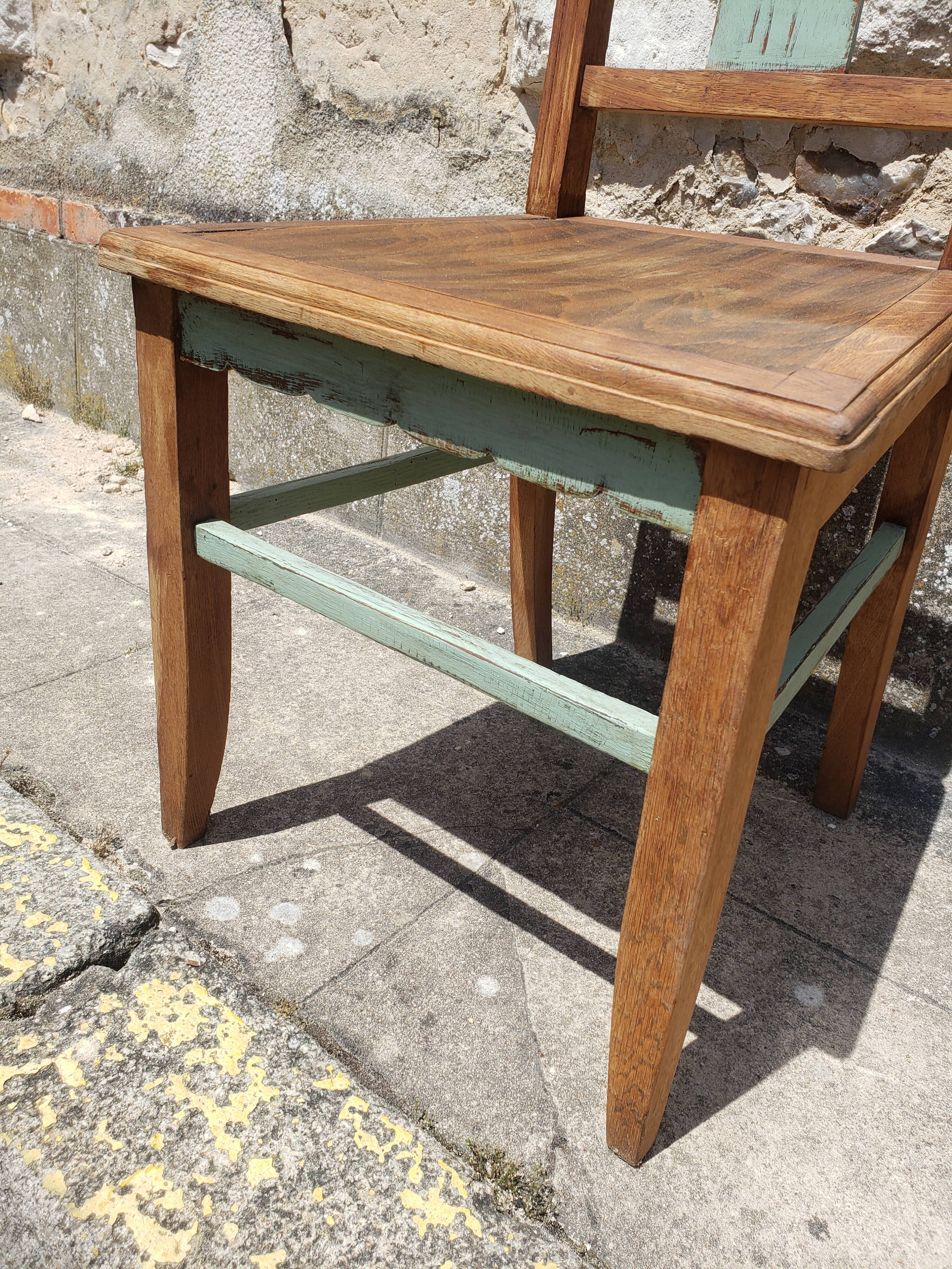 Table and chairs art deco wood and pastel