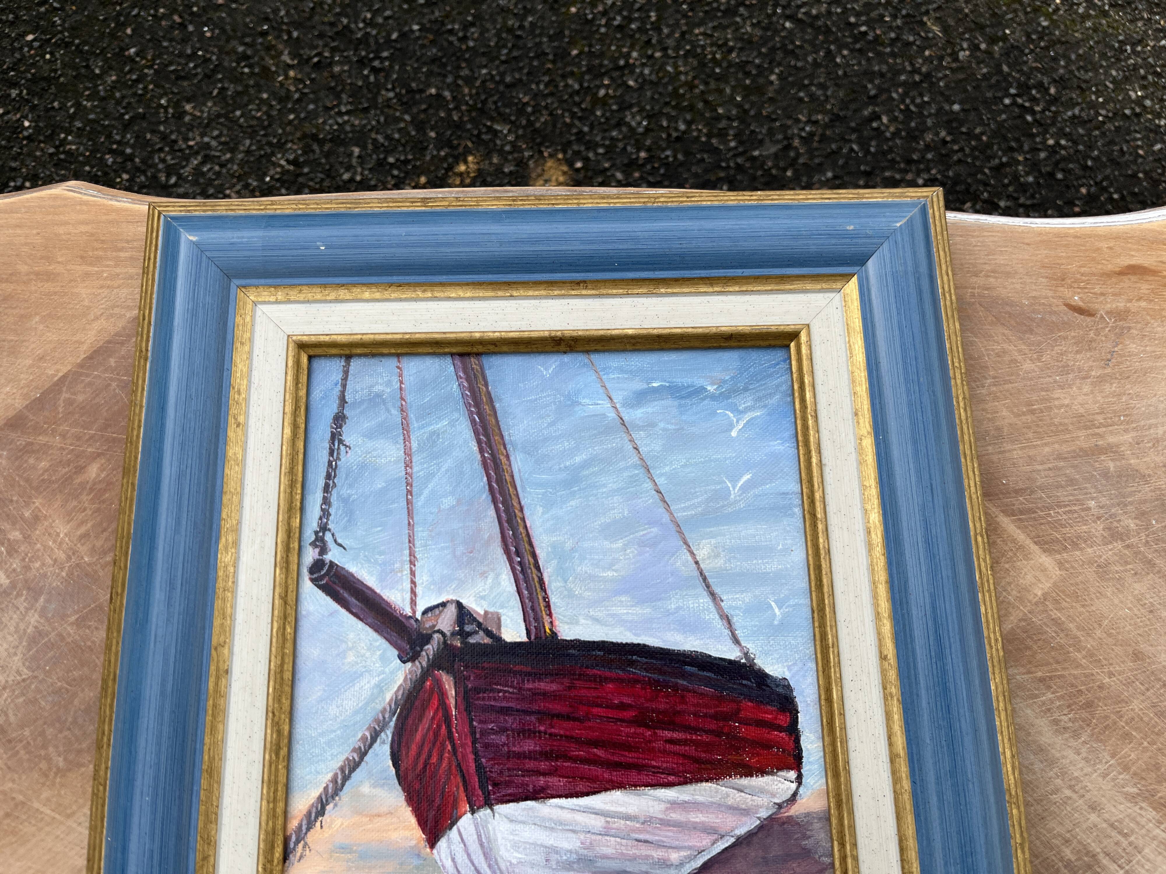 Marine Painting, Boat on the Beach cecile mesmin