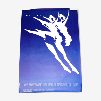 Affiche vintage 1974 25ème anniversaire du ballet national de Cuba comme neuve