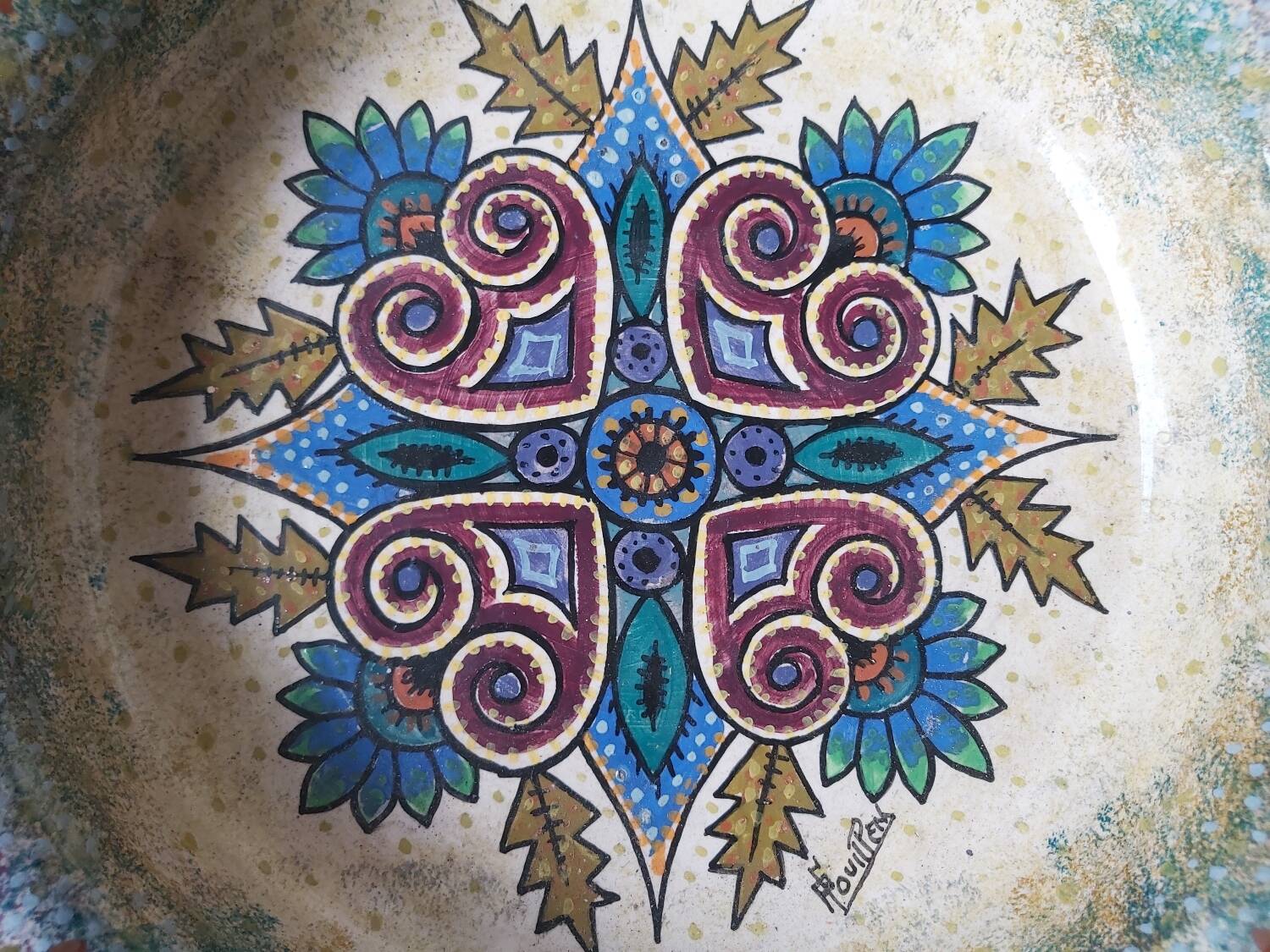 Quimper faience plate, P FOUILLEN