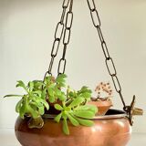 Cache-pot suspendu aux 3 buffles vintage