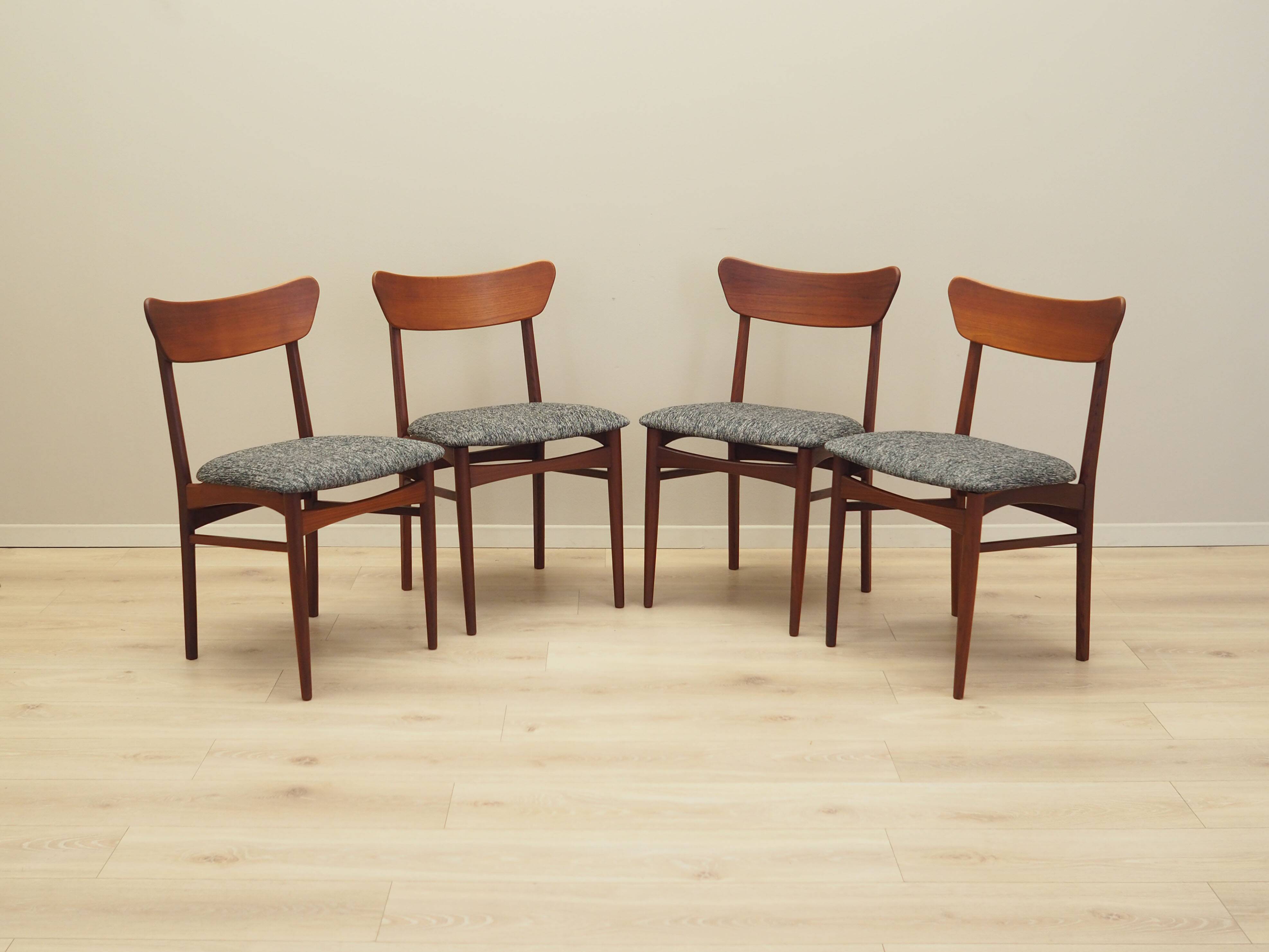Set of four teak chairs, Danish design, 1970s, production: Denmark