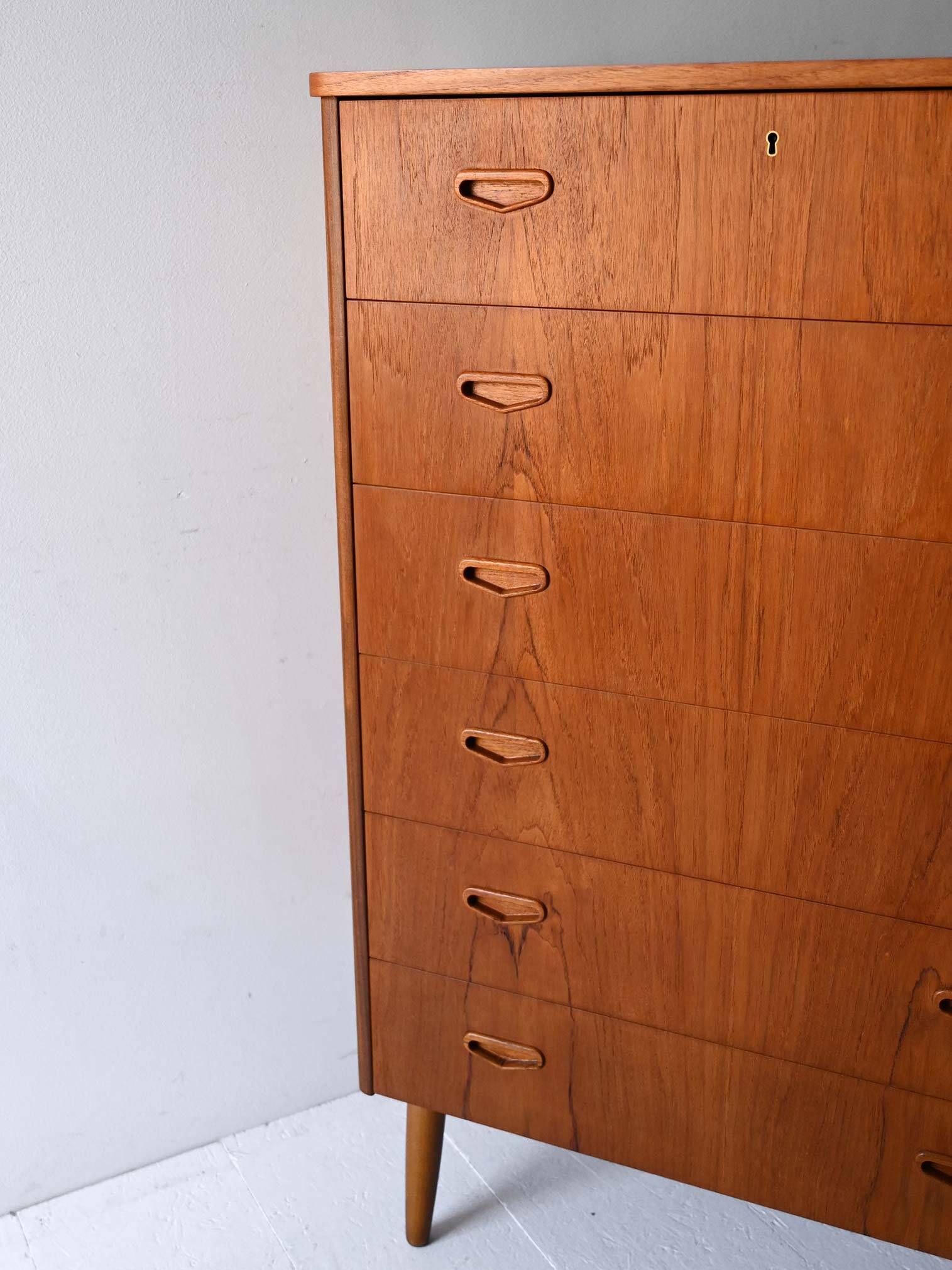 1950s Scandinavian Teak Chest of Six Drawers