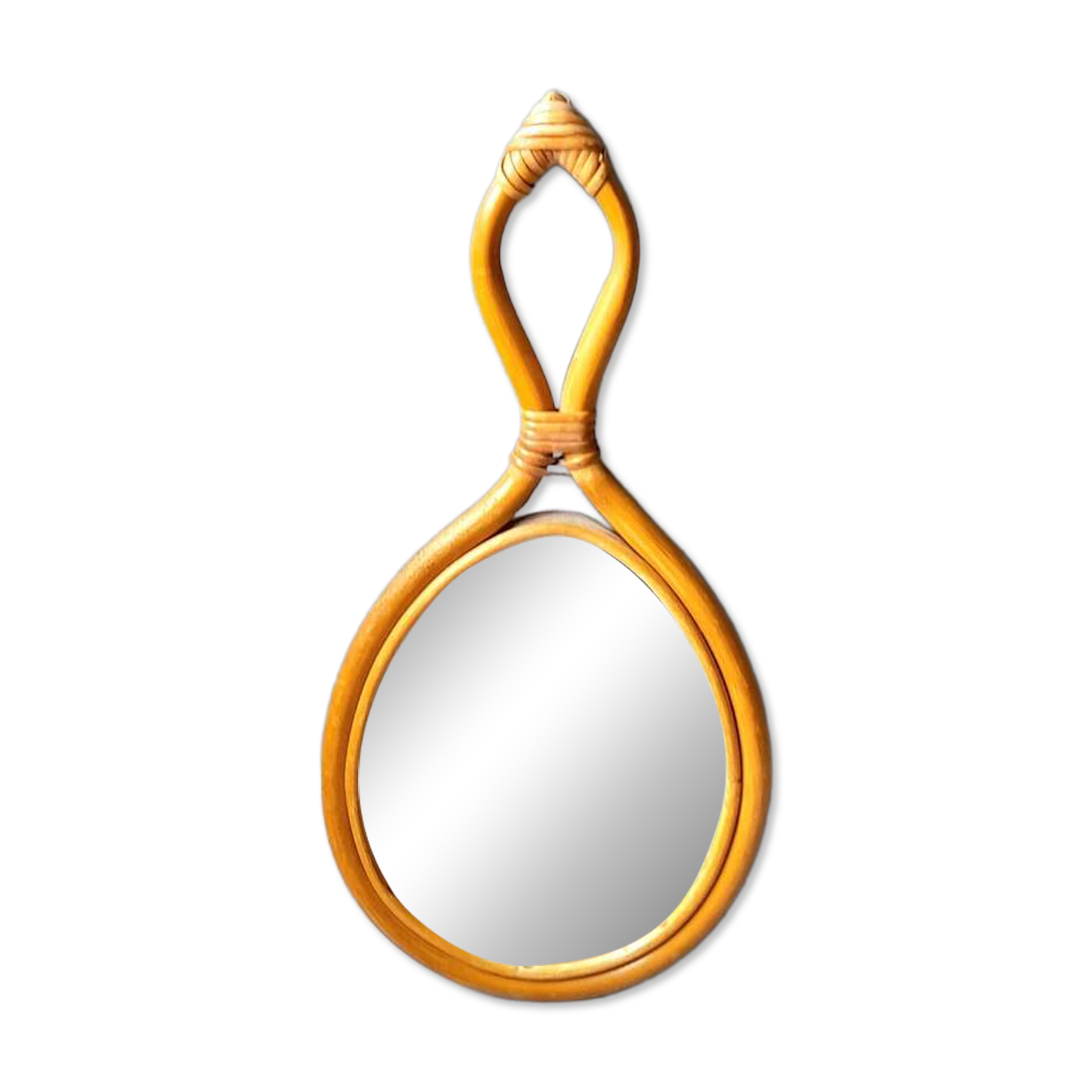 Miroir goutte en rotin 1960