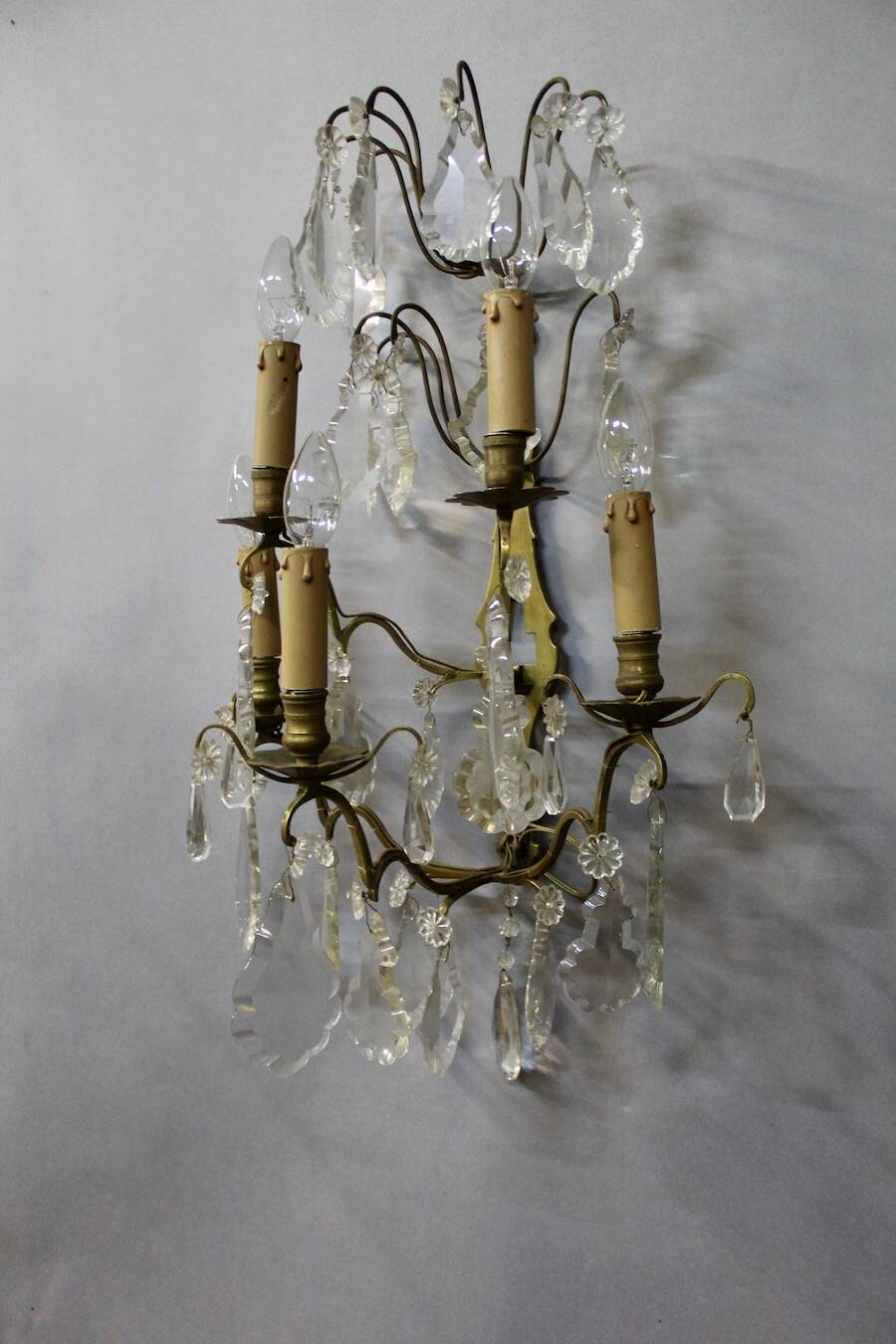 Large Bronze Wall Light with Pendants