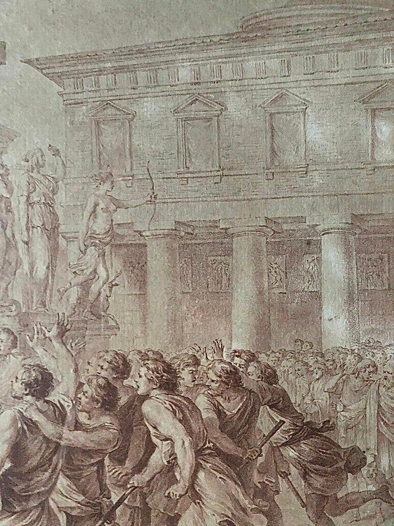 Charles Nicolas Cochin, Lycurgus wounded in a sedition, engraving, eighteenth century