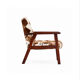 Fauteuil design vintage en bois et cuir de chèvre