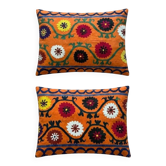 Lot de 2 housses de coussin brodées vintage 51x66 cm