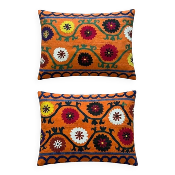 Set of 2 vintage embroidered cushion covers 51x66 cm